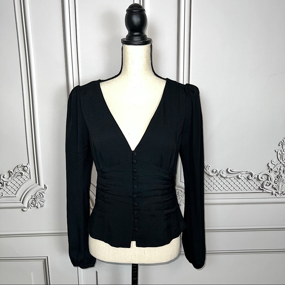 Reformation Black Nell Blouse | Size L